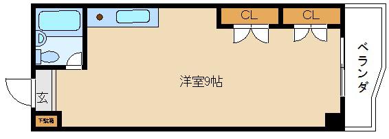 シャローム山城(ワンルーム/2階)の間取り写真
