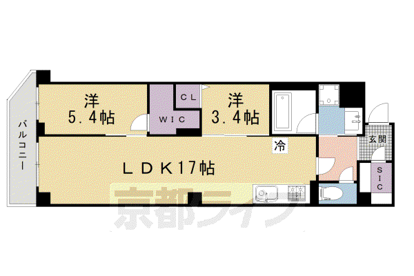 ウエスト FIELD(2LDK/5階)の間取り写真