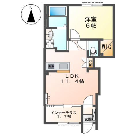 リヤンII(1LDK/1階)の間取り写真