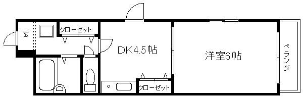 エスリード四条河原町(1DK/9階)の間取り写真