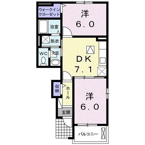 ステーションヒルズ II(2DK/1階)の間取り写真