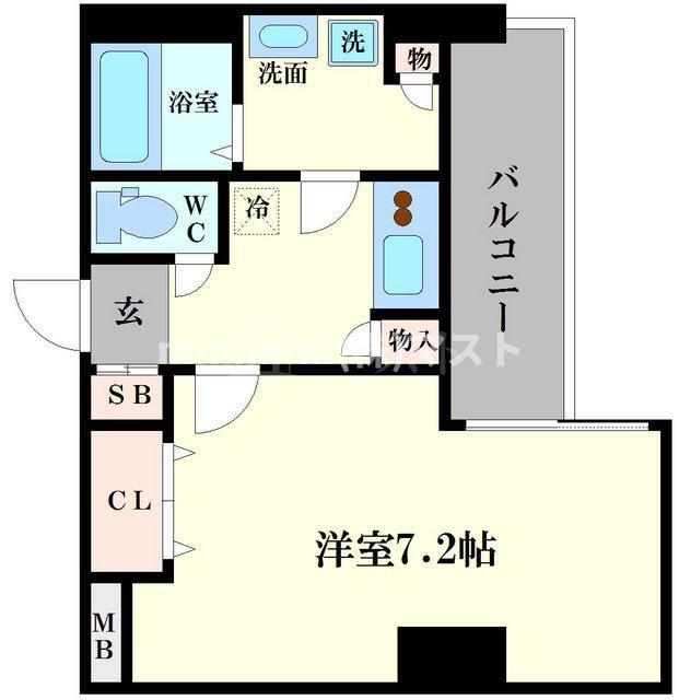 ラグゼ本町(1K/13階)の間取り写真