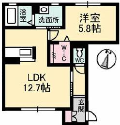 カトルフィーユT II(1LDK/1階)の間取り写真