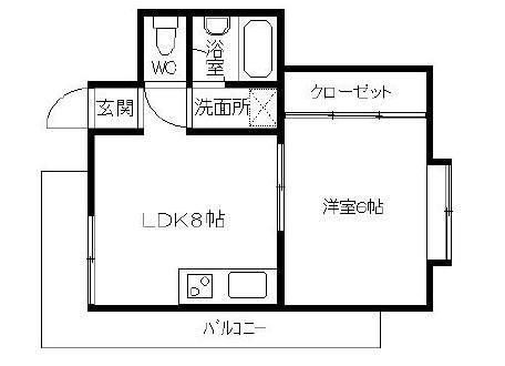 チェリーコート(1LDK/2階)の間取り写真