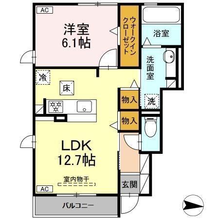グラシアカーサ(1LDK/1階)の間取り写真