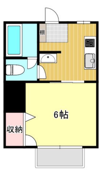 ラフィネヒルズ(1K/2階)の間取り写真