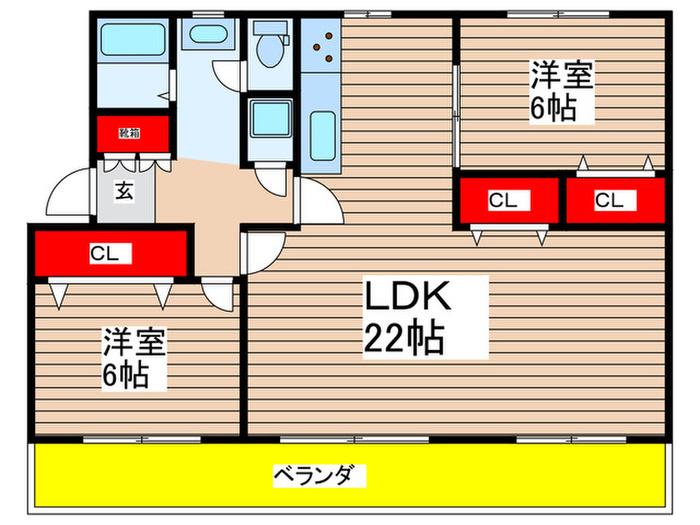 さつきが丘東 1号棟(2LDK/4階)の間取り写真