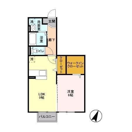 PRIMEVERE(1LDK/2階)の間取り写真
