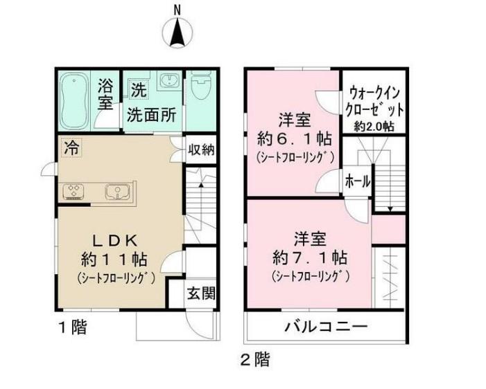 コンフリエ D(2LDK/1階)の間取り写真
