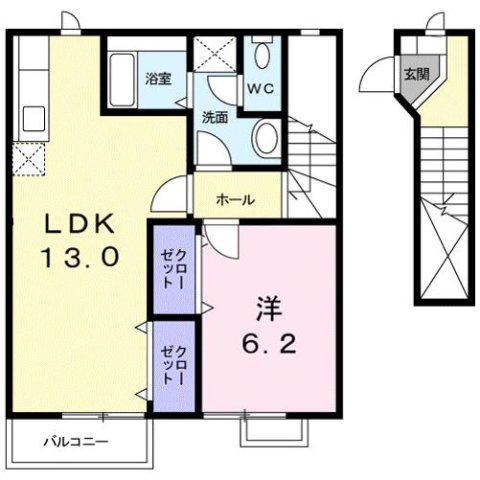 セピアコートホームズII(1LDK/2階)の間取り写真