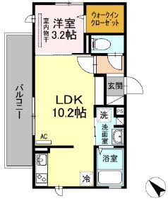 シーサーイン博多(1LDK/2階)の間取り写真