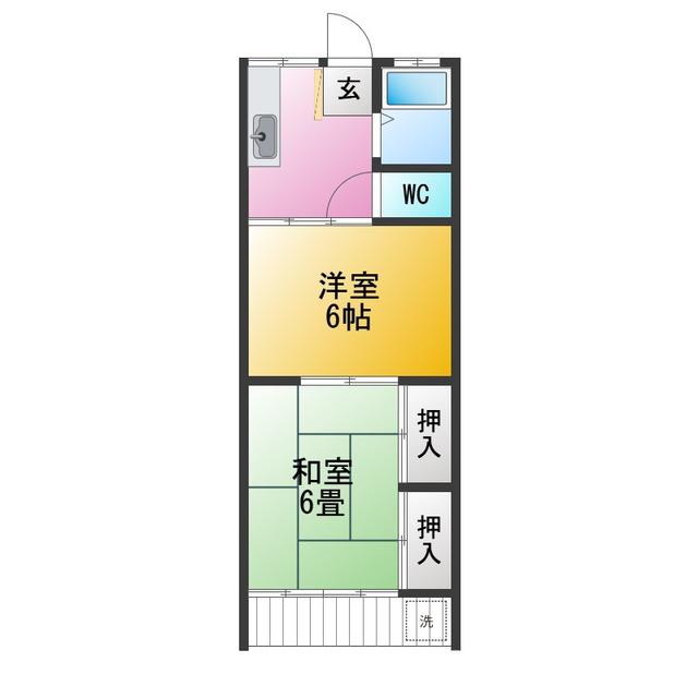 コーポ聖(2K/1階)の間取り写真