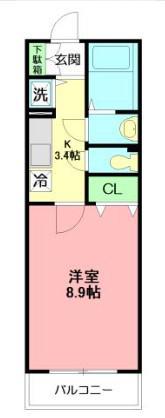 シエルグランTOKAI(1K/3階)の間取り写真