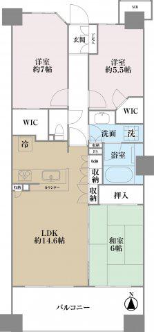 BELISTA板橋浮間舟渡(3LDK/6階)の間取り写真