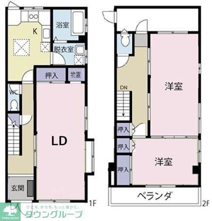 クロノス西立川(2LDK/1階)の間取り写真