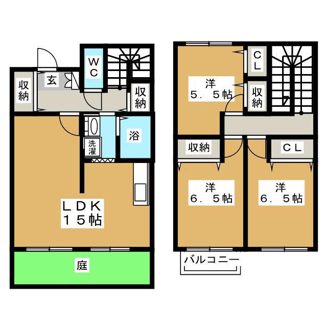 リースランド関 C(3LDK/1階)の間取り写真