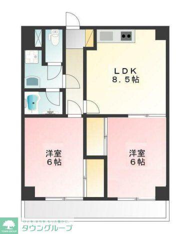 アゼリア 府中(2LDK/2階)の間取り写真