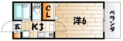 エクシヴ大里II(1K/1階)の間取り写真