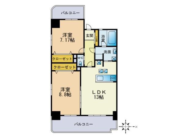 ハイネスエミュ21(2LDK/5階)の間取り写真