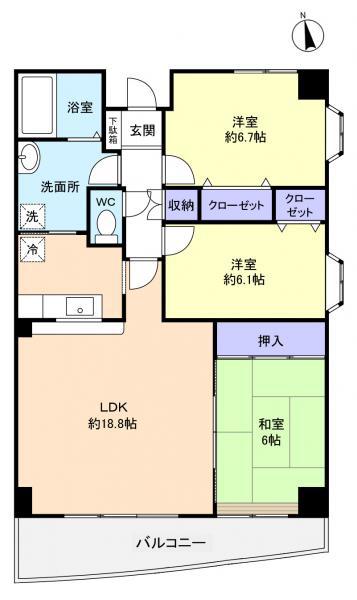 ソアール八千代中央II(3LDK/3階)の間取り写真
