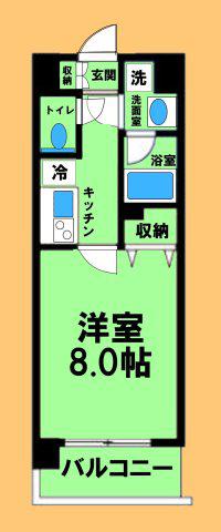 アーバンフラッツ八王子みなみ野(1K/1階)の間取り写真