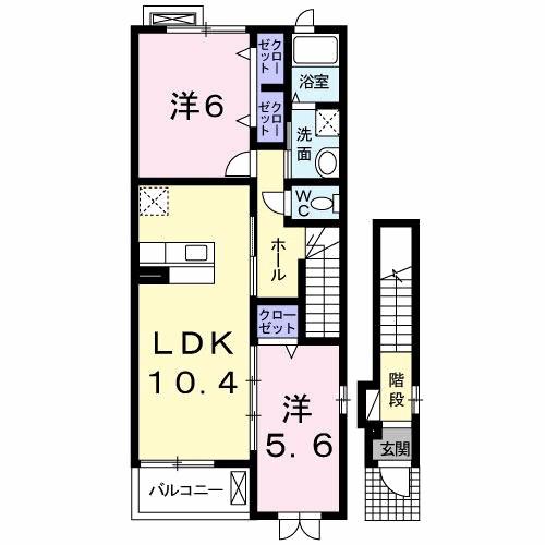 サニーハウスKT(2LDK/2階)の間取り写真