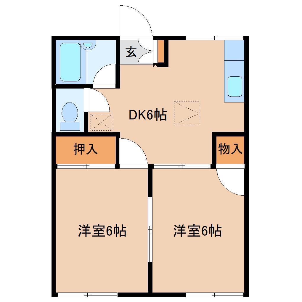 セントラルハイム木更津(2DK/1階)の間取り写真