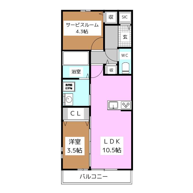 インテリジェント高田(1LDK/2階)の間取り写真
