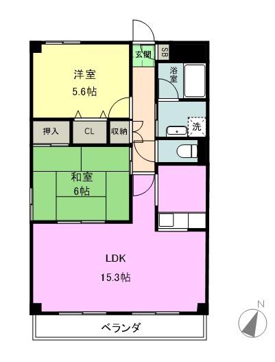 オーチャード(2LDK/4階)の間取り写真