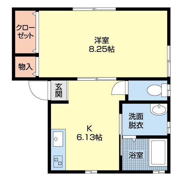 ハイツ小川(1DK/2階)の間取り写真