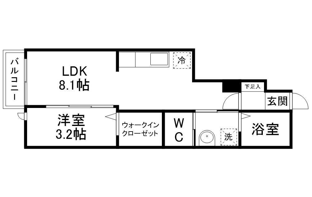 メゾン・ヴェルデ長町(1LDK/1階)の間取り写真