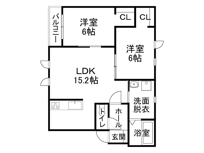ダイムダンク(2LDK/3階)の間取り写真