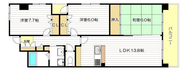オーデブルージュ(3LDK/7階)の間取り写真