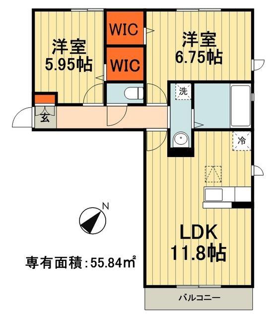 エスペランサ B(2LDK/3階)の間取り写真