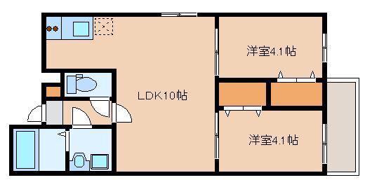 カトレア姪浜III(2LDK/2階)の間取り写真