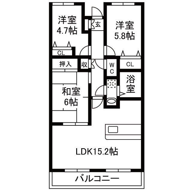 コトー陽光台(3LDK/1階)の間取り写真