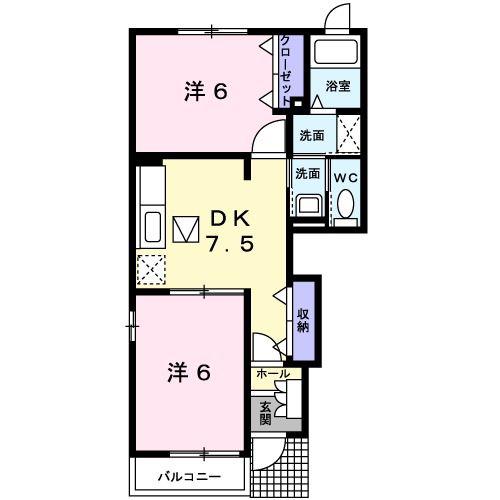 ブルーマーリン B(2DK/1階)の間取り写真