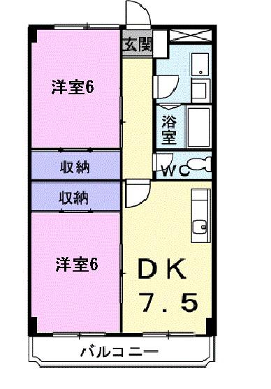 プレスタンス(2DK/2階)の間取り写真