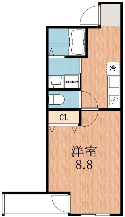 フジパレス今川公園東II番館(1K/2階)の間取り写真
