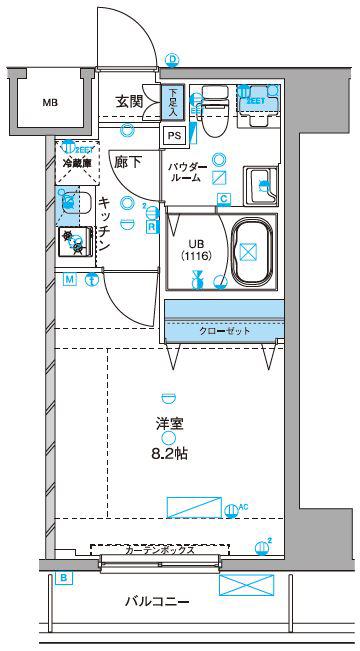 ジェノヴィア浅草IIIグリーンヴェール(1K/1階)の間取り写真