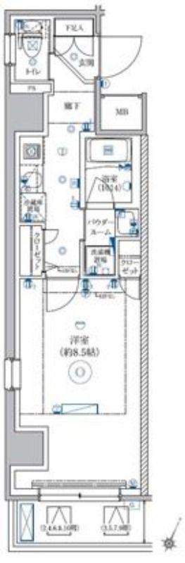 LEXE AZEST横濱関内(1K/6階)の間取り写真