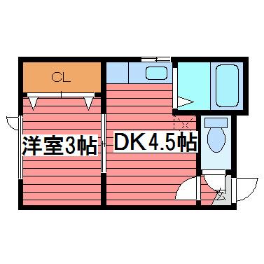 メゾンプレアデス(1DK/3階)の間取り写真