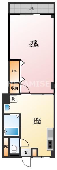 コーポラスハーモニー(1LDK/3階)の間取り写真