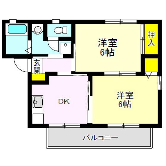 ヴィクトワールA棟(2DK/2階)の間取り写真