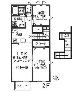 YUMEKA(2LDK/2階)の間取り写真
