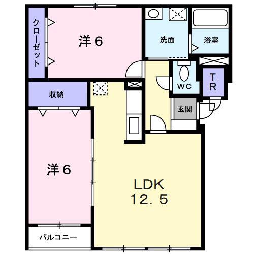 コンパーノA(2LDK/2階)の間取り写真