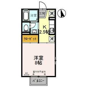 シングルコート田園(1K/1階)の間取り写真