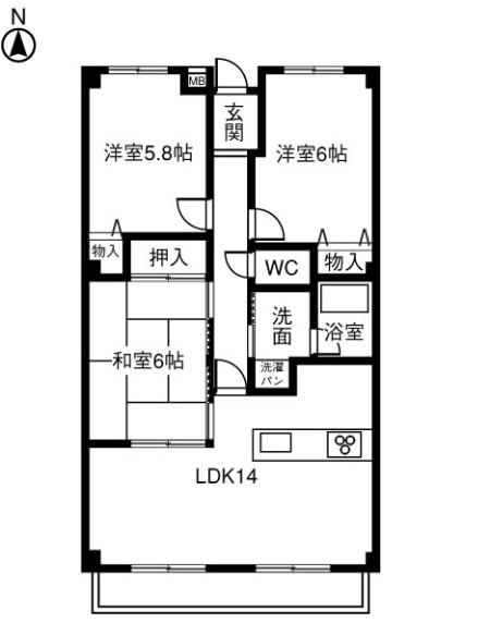 コーポ諏訪(3LDK/3階)の間取り写真