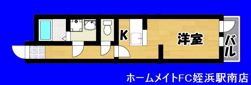 ヨーロピアン今宿(1K/1階)の間取り写真