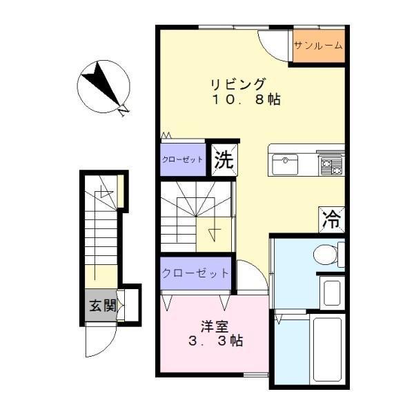 パークコート城東A棟(1LDK/2階)の間取り写真